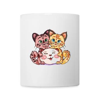 Two kittens with stuffed animal - Mug - white - Front