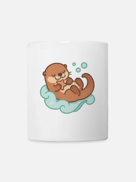 Kawaii Otter mit Seestern - Tasse - Weiß