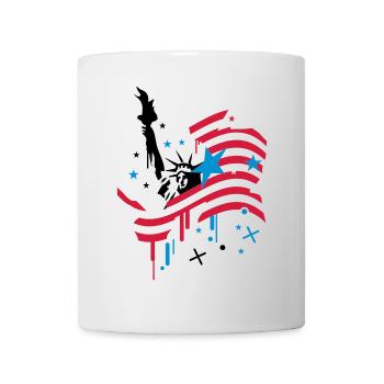 amerikanische Flagge und Freiheitsstatue - Tasse - Weiß - Vorne