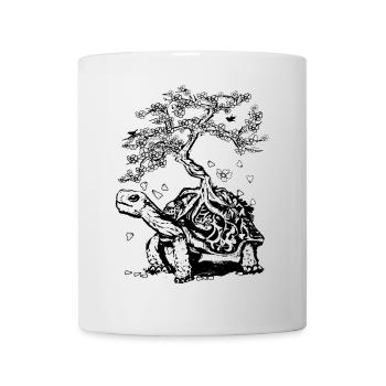 une tortue avec un bonsaï sur la carapace - Mug blanc - blanc - Devant