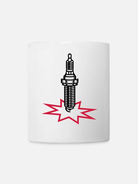 Zündkerze mit Zündfunken - Tasse - Weiß