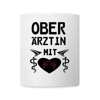 Oberärztin mit Herz Geschenk - Tasse - Weiß - Vorne