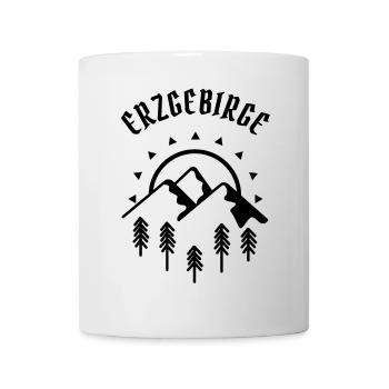 Erzgebirge Design mit Tannen und Bergen - Tasse - Weiß - Vorne
