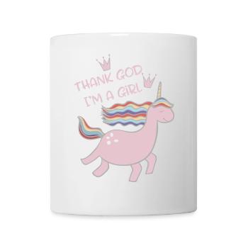 Danke Gott, ich bin ein Mädchen - Einhorn - Tasse - Weiß - Vorne