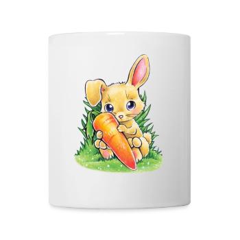 Hase mit Karotte - Tasse - Weiß - Vorne