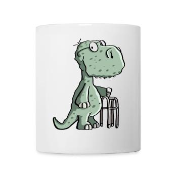 Opa Dinosaurier mit Gehhilfe - Alt - Dino - Comic - Tasse - Weiß - Vorne