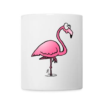 Whimsical Pink Flamingo Illustration - Mug - white - Front
