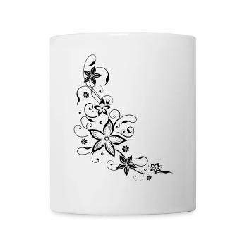 Floral tendril with flowers, summer, black. - Mug - white - Front
