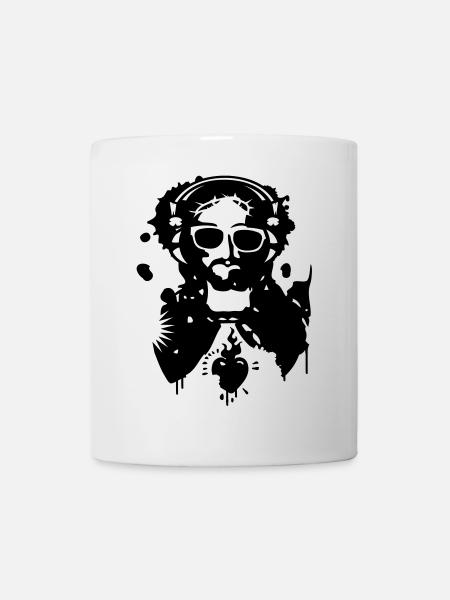 Jesus Graffiti with headphones and sunglasses - Mug - white