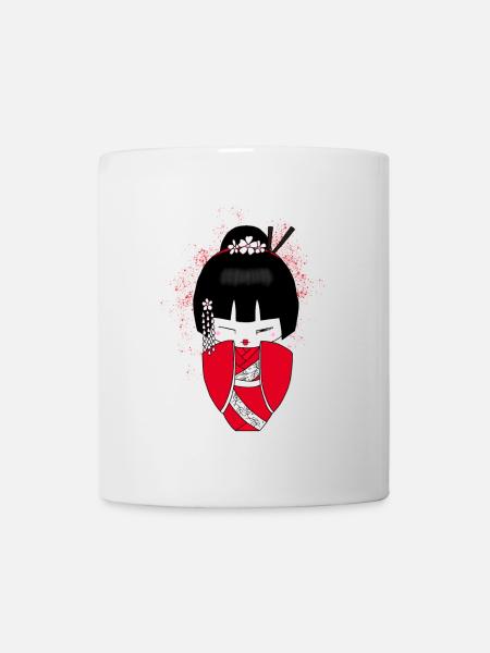 Poupée Kokeshi Japon porte-bonheur - Mug blanc - blanc