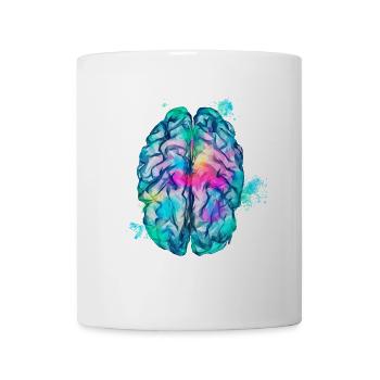 Gehirn Low Poly farbenfroh - Tasse - Weiß - Vorne