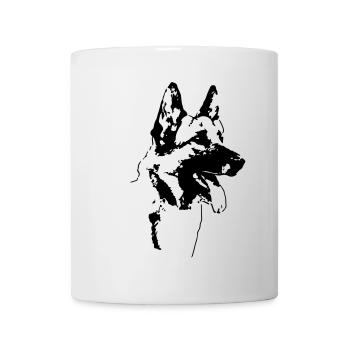 Portrait de chien de berger allemand avec écriture, à droite - Mug blanc - blanc - Devant