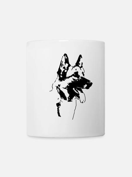 German Shepherd Dog Portrait with writing, right - Mug - white