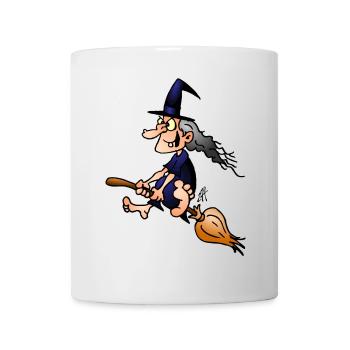 Hexe auf einem Besen - Tasse - Weiß - Vorne