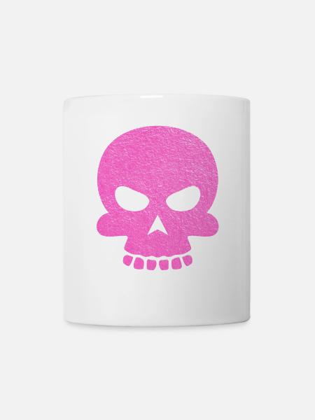 Rosa Schädel Glitzer Print - Tasse - Weiß