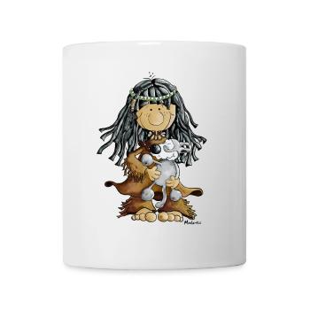 Fille indienne et le loup - tee shirt - Mug blanc - blanc - Devant