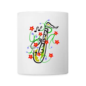 Saxophon Design - Tasse - Weiß - Vorne