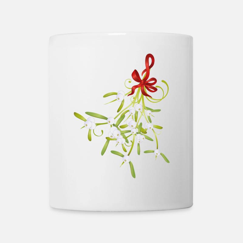 Misteln Mistelzweig Beeren Weihnachten Schleife - Tasse - Weiß