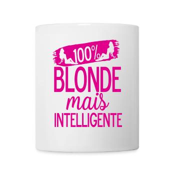 Design humoristique 'Blonde mais intelligente' - Mug blanc - blanc - Devant