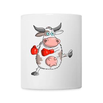 Taureau drôle de bande dessinée - Mug blanc - blanc - Devant