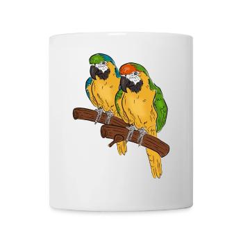 Papageien auf einem Ast - Tasse - Weiß - Vorne