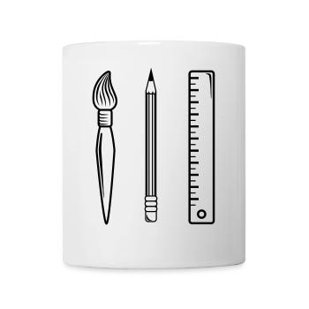 Pinsel Bleistift Linieal - Tasse - Weiß - Vorne