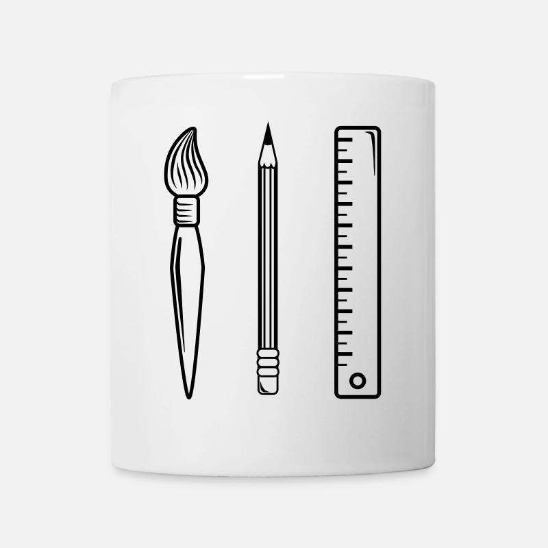 Pinsel Bleistift Linieal - Tasse - Weiß