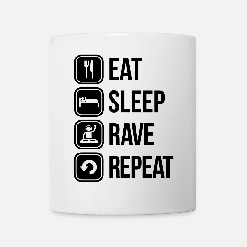 eat sleep rave repeat - Tasse - Weiß