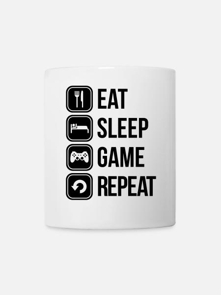 eat sleep game repeat - Mug blanc - blanc
