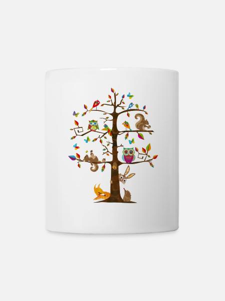 animaux colorés sur un arbre - Mug blanc - blanc