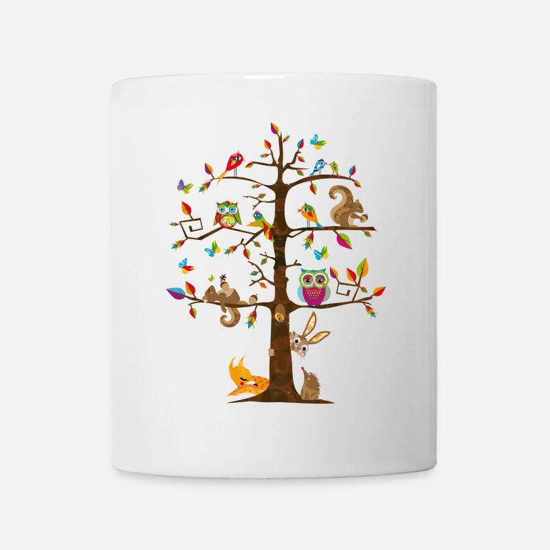 animaux colorés sur un arbre - Mug blanc - blanc
