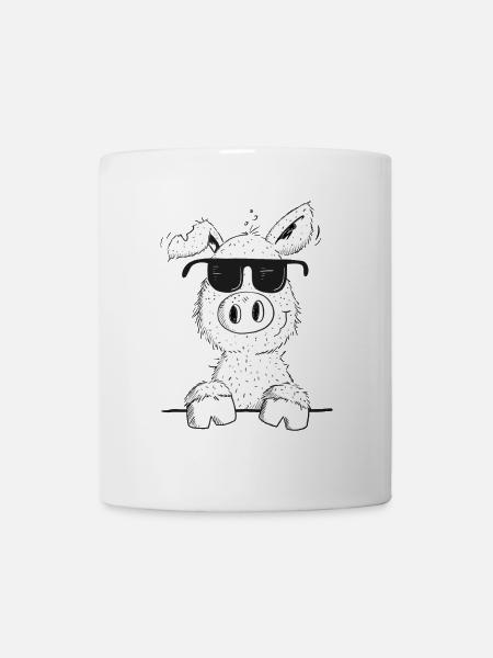Cooles Schwein mit Sonnenbrille I Schweinchen - Tasse - Weiß