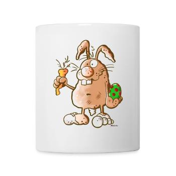 Flotter Osterhase - Tasse - Weiß - Vorne