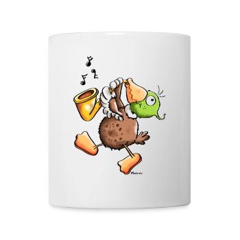 Ente mit Instrument - Tasse - Weiß - Vorne