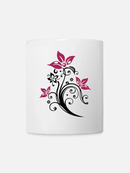 Fleurs avec ornement floral filigrane. Féminin. - Mug blanc - blanc