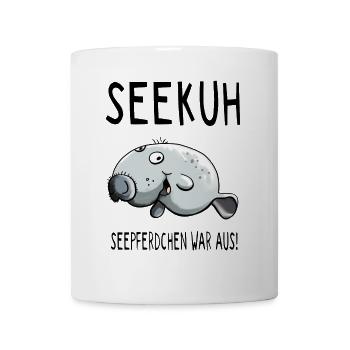 Fröhliche Seekuh - Seekühe - Sirenia - Comic - Tasse - Weiß - Vorne