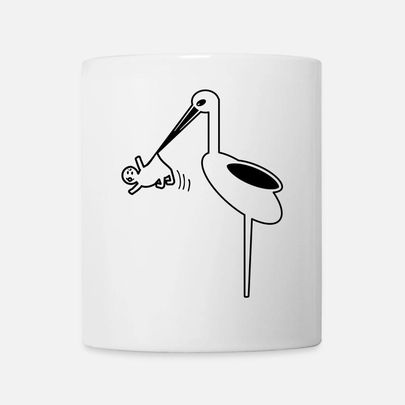 Storch mit Baby Hebamme, Klapperstorch Geburt - Tasse - Weiß