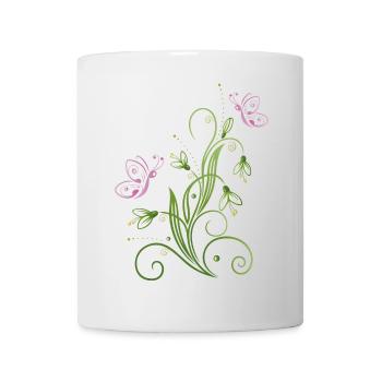 Perce-neige avec des papillons. - Mug blanc - blanc - Devant