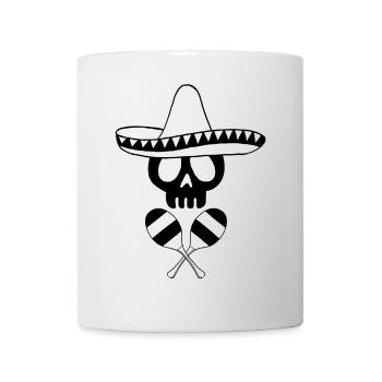 Tête de mort mexicaine noire - Mug blanc - blanc - Devant