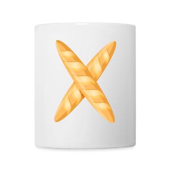 Baguettes dorées fraîchement cuites recouvertes de - Mug blanc - blanc - Devant