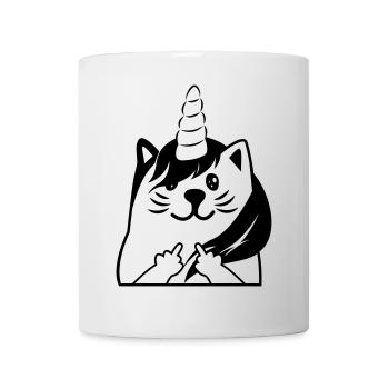 Du kannst mich mal Mittelfinger Katzeneinhorn - Tasse - Weiß - Vorne