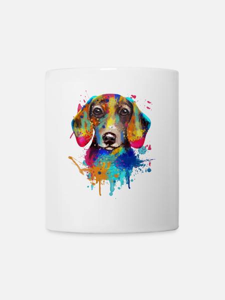 Dackel Dachshund Teckel Aquarell Illustration - Tasse - Weiß