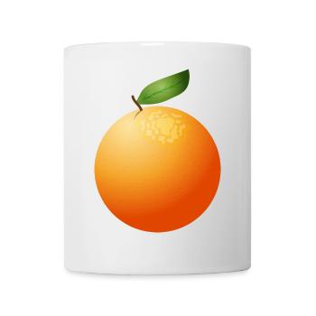 große saftige Orange mit Blatt - Tasse - Weiß - Vorne
