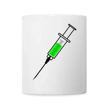 Vaccination syringe with green liquid medicine and - Mug - white - Front