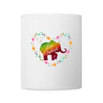 Regenbogen Elefanten Herzdesign - Tasse - Weiß - Vorne