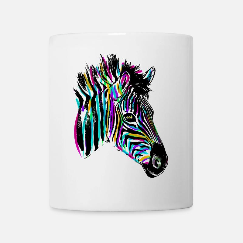 Buntes Zebra - Farbiges Zebra - Tasse - Weiß
