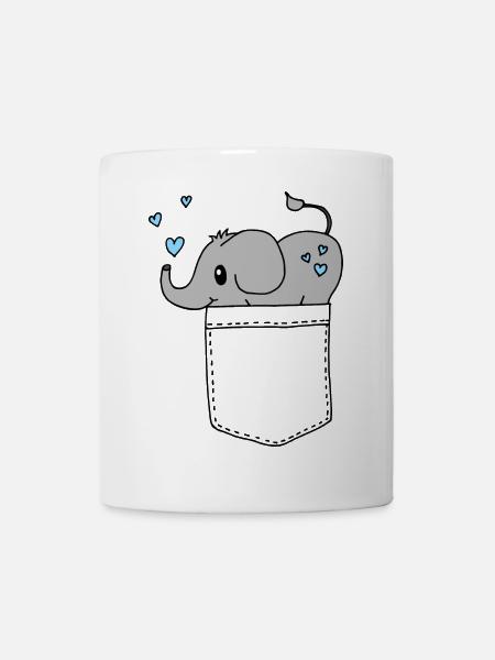 Brusttasche Hemd Elefant Herz blau süßes Motiv - Tasse - Weiß