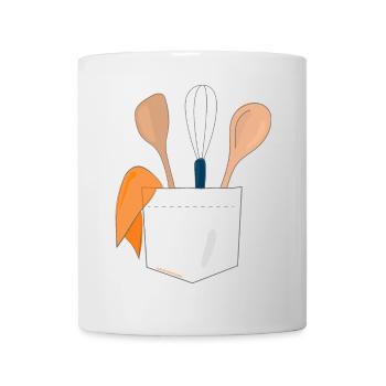 Ustensiles de cuisine en poche - Mug blanc - blanc - Devant