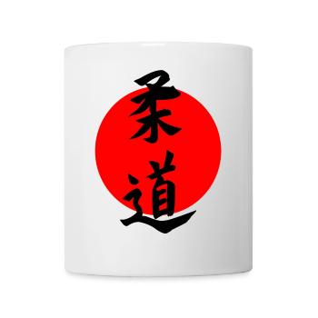 Judo in Japanese kanji script with red sun - Mug - white - Front
