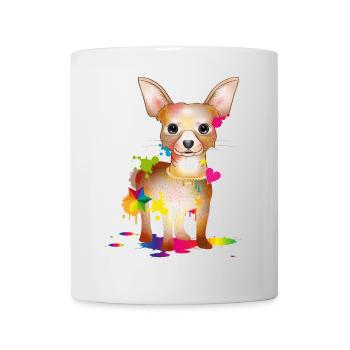 little playful Chihuahua dog & color slick - Mug - white - Front